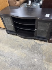 Black Wood TV Stand w\/glass doors