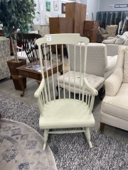 Beige Painted Wood Rocker