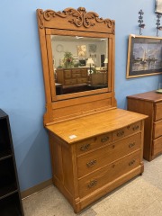 Antique Oak Dresser\/Mirror