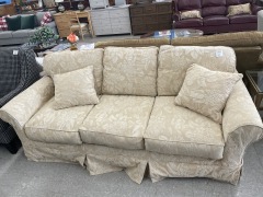 Beige Embossed 3 Seat Sofa