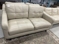 Tan Faux Leather Loveseat