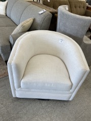 Round White Swivel Chair