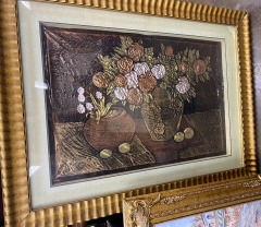 Framed Metal Pressed Flower Art