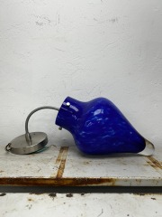 Vintage Hampton Bay Cobalt Blue Speckled Glass Pendant Light