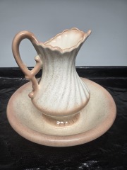 Vintage ceramic wash basin and pitcher