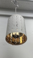 IKEA NYMO White and Brass Pendant Light Fixture