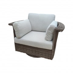 Oversized 4 Cushion Wicker Swivel Chair