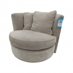 Oatmeal Modern Barrel Swivel Chair w 2 Pillows