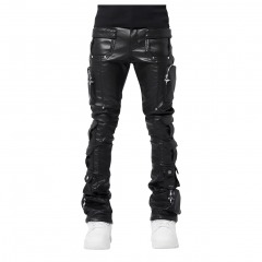 3847 R4 | GUAPI Obsidian Black Cargo Leather Pant 40\