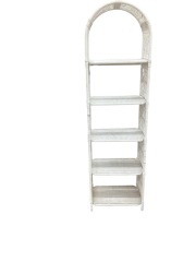 White Wicker Arched Bookcase with 5 Shelves