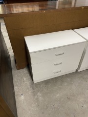 White Laminate 3 Drawer Nightstand (Each)