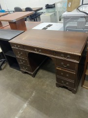Vintage Dark Wood 8 Drawer Secretary Desk