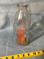 vintage 1-quart glass milk bottle from Burke Farmers Dairy in Morganton, NC.