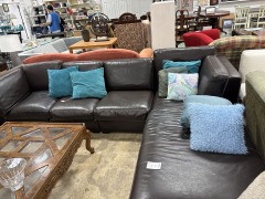 Brown Bonded Leather Sectional Sofa