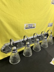 Polished Chrome and Crystal 5 Light Vanity Fixture