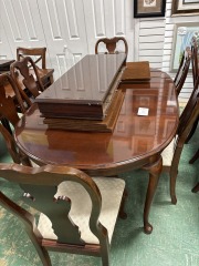 Dining Rm Table SET WITH CHAIRS LEAF AND PADS