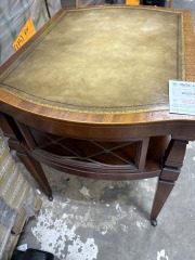 Accent Table 1950s leather inlay