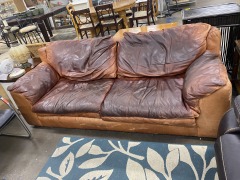 Man Cave Deep Patinaed Leather Couch