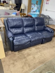 Indigo Leather Reclining Couch AS IS (No Delivery)
