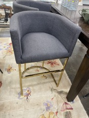 Grey & Gold Accent Bar Stool (Each)