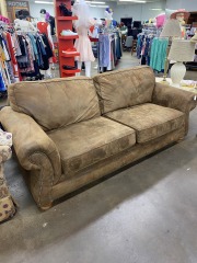 Brown Studded Microsuede Couch