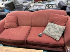 Burnt Orange Wood Frame Sofa