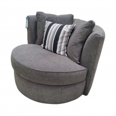 Dark Grey Modern Barrel Swivel Chair w 2 Pillows