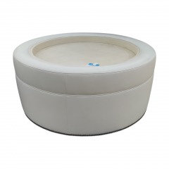 Vanguard Cream Round Leather Nail Trim Cocktail Table