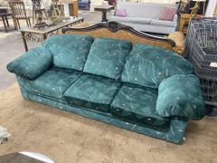 Retro Abstract Pattern Emerald Couch