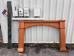 Oak Fireplace Surround with Green Marble Top