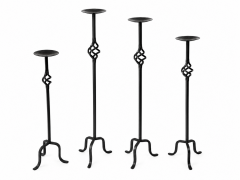 Set of 4 wrought iron candle holders