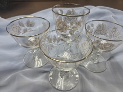 Vintage Floral Etched Crystal Wine Glasses \/ Stemware \u2013 Set of 4