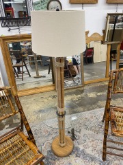 Vintage Bamboo Glass Table Floor Lamps