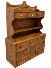 Vintage Oak Farmhouse Hutch Buffet