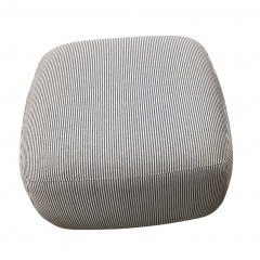 Vanguard Blue\/White Stripe Poof Ottoman