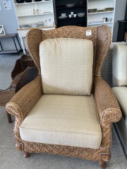 Tall Back Brown Wicker Chair