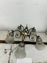 Vintage Art Nouveau Style 5 Light Chandelier