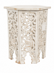 Distressed Hand-Carved Accent Table