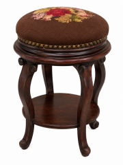 Vintage Floral Needlepoint Stool