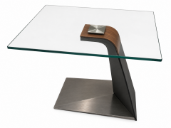 Modern Sculptural Glass-Top Coffee Table