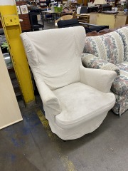 Modern Beige Wingback Chair