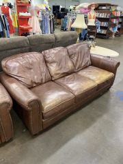 Chocolate Brown Leather Studded Couch