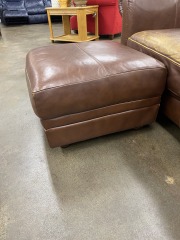 Chocolate Brown Leather Studded Ottoman