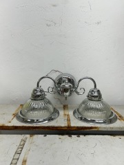 Silver and Glass Shaded 2 Light Vanity Fixture