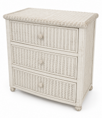 White Wicker 3-Drawer Chest \/ Nightstand