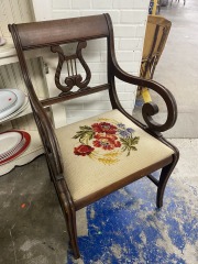 Vintage Needlepoint Floral Bouquet Arm Chair