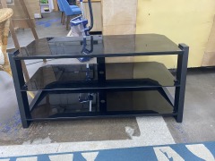 3 Tier Black Glass TV Stand