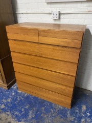 MCM Danish Teak 10 Drawer Tallboy Dresser