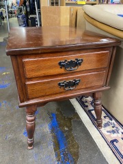 Solid Wood Cerry Finish 2 Drawer Side Table (Each)