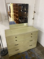 Vintage 3 Drawer Dresser With Frameless Mirror